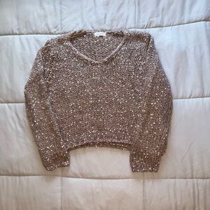 Twelve 2 Twelve Brown Speckled V-Neck Knit Sweater